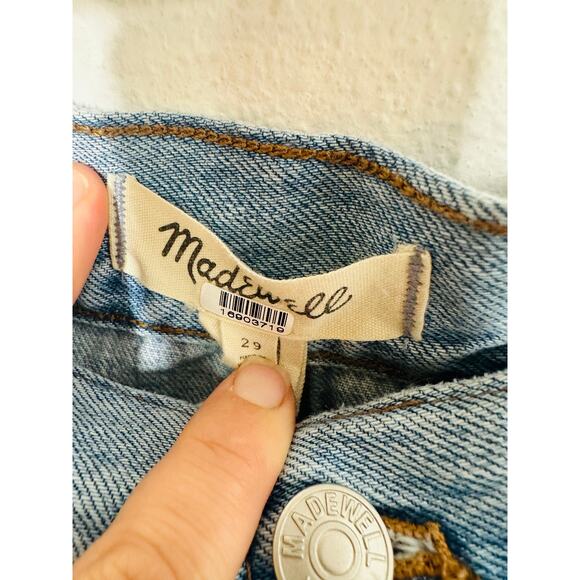 MADEWELL Light Blue Denim 100% Cotton Button Front Slit Wrap Midi Skirt Size 29 - Picture 6 of 12